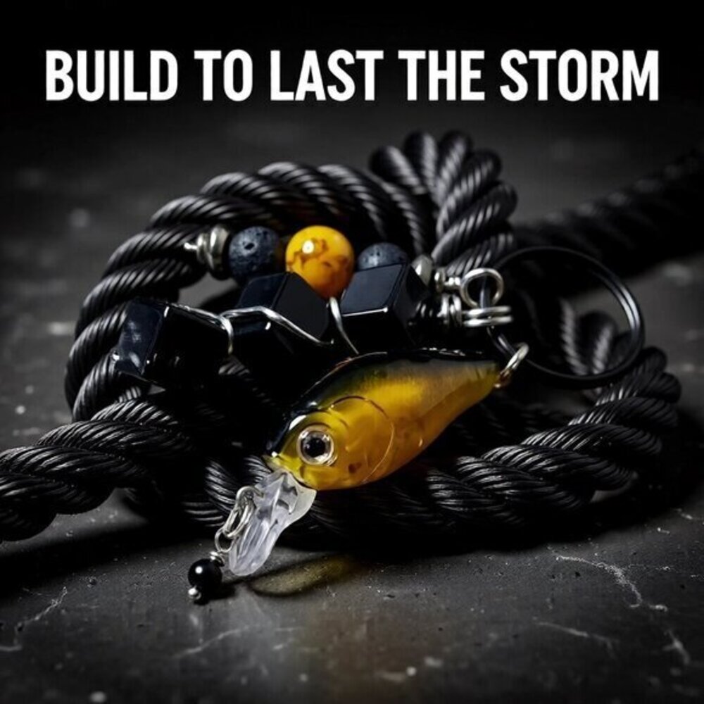 Yellow & Black Fishing Lure! Beaded Key Chain - Fishing Key Ring! Gift for Dad!